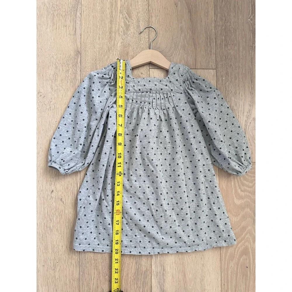 Baby Gap 3T 3 Years Girls Gray Dress Polka Dots Long Sleeve Toddler 100% Cotton
